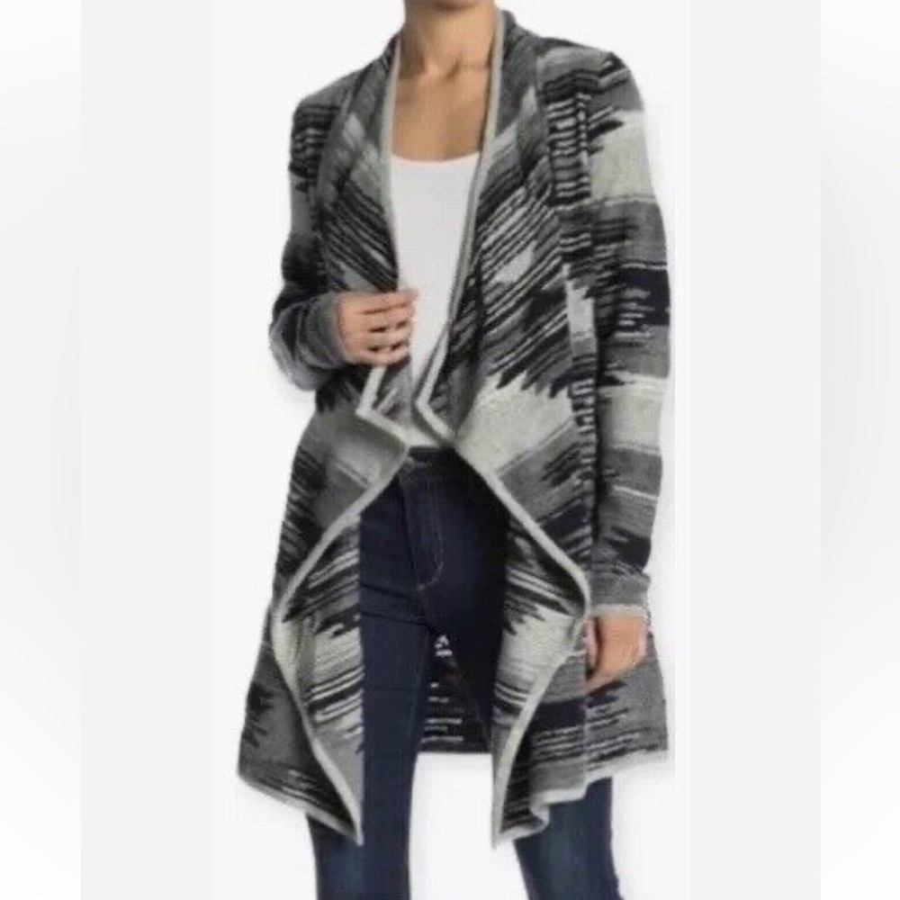 Lucky Brand Aztek Open Cardigan Blue/Grey Sz Medium